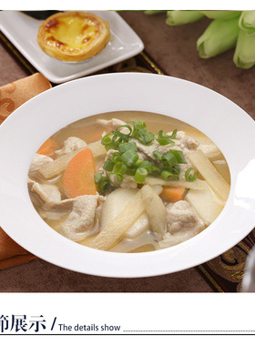 纯白色陶瓷9寸汤盘西餐具西式创意圆形宽边沙律碗草帽盘可加logo