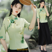 裙 初中高中学生民国风古装 改良旗袍两件套连衣裙少女夏装 2025新款