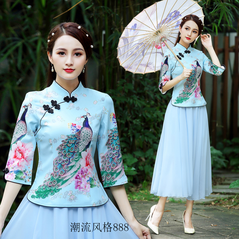 改良旗袍两件套汉服时尚显瘦时尚