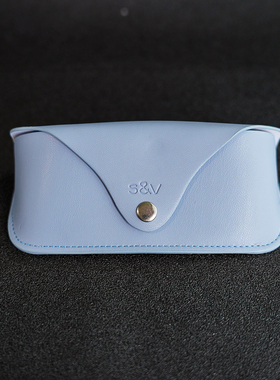 蓝色小巧抗压眼镜包 便携式墨镜盒 收纳袋男女通用眼镜防掉保护套