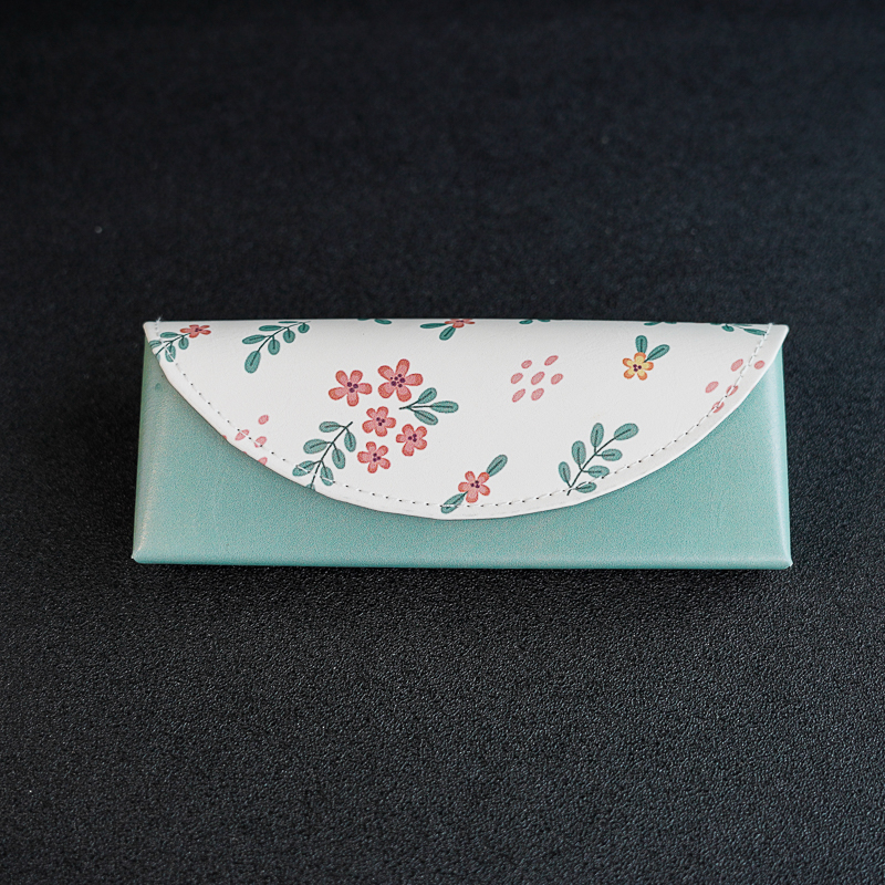 眼镜盒三角彩绘花图案便携式简约太阳镜墨镜近视眼镜盒轻奢高颜值