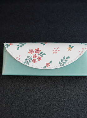 眼镜盒三角彩绘花图案便携式简约太阳镜墨镜近视眼镜盒轻奢高颜值