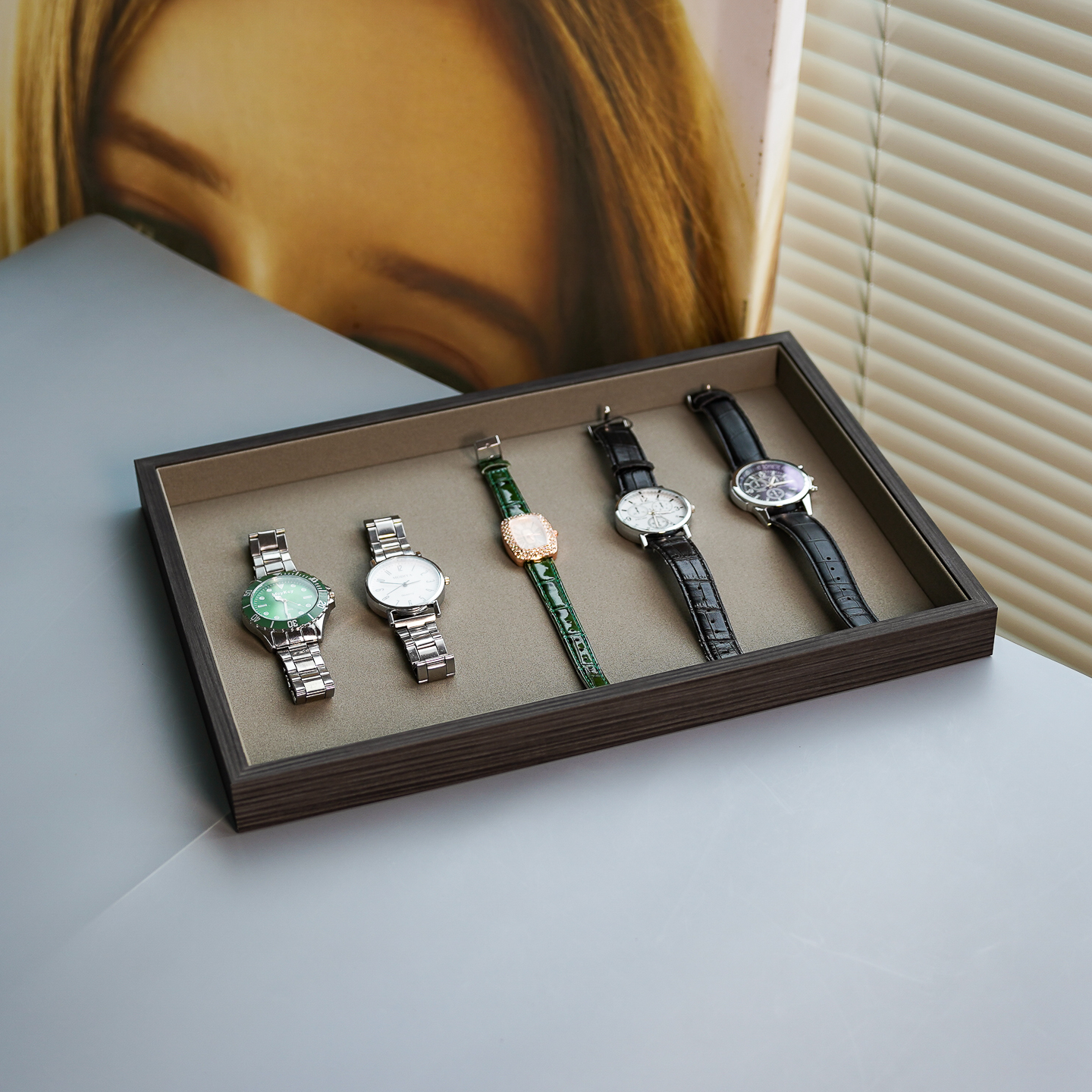 黑檀木纹首饰收纳盘平盘