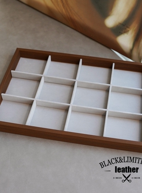 12格胡桃木纹无盖首饰收纳盒手镯文玩手串核桃手链手表饰品展示盘