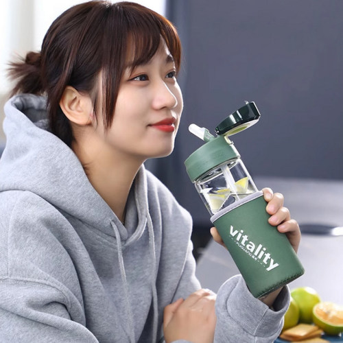 高颜值大容量刻度杯清新森系水杯