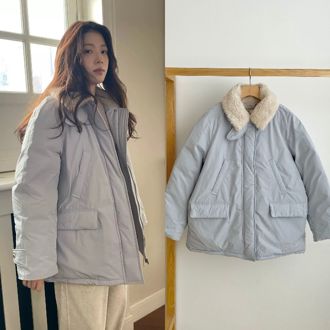 2025冬季新款 韩国东大门休闲加厚保暖毛毛翻领宽松羽绒服外套女
