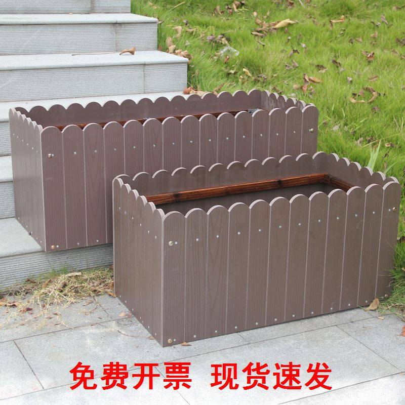 户外木塑花箱室外仿木花盆公园广场社区大型种植箱防腐防嗮抗老化