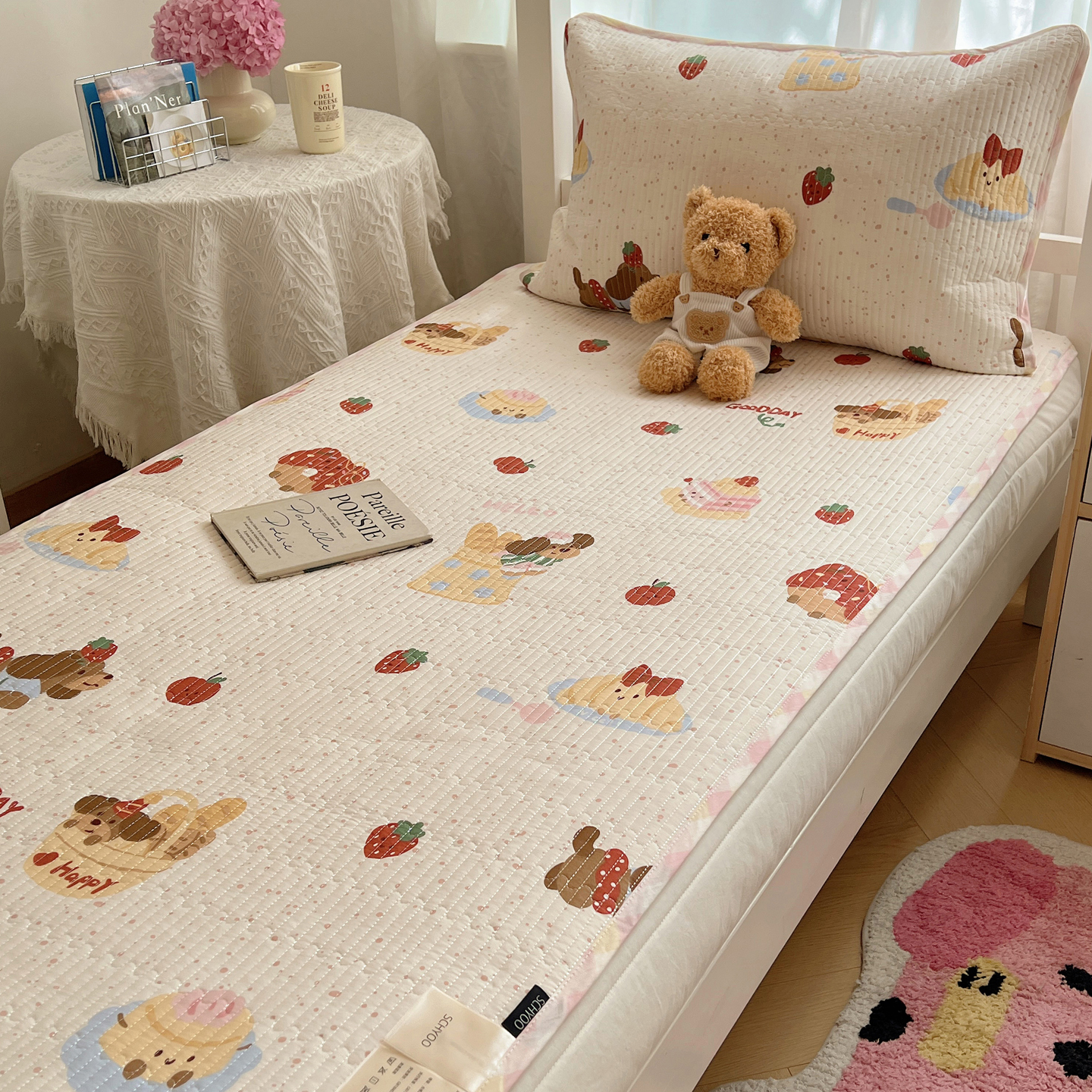 秋夏新款A类双面纯棉学生宿舍单人床防滑可机洗多功能床盖三件套