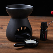 大号黑色陶瓷室内家用香薰炉檀香灯烤干烧蜡烛粉防熏香咖啡