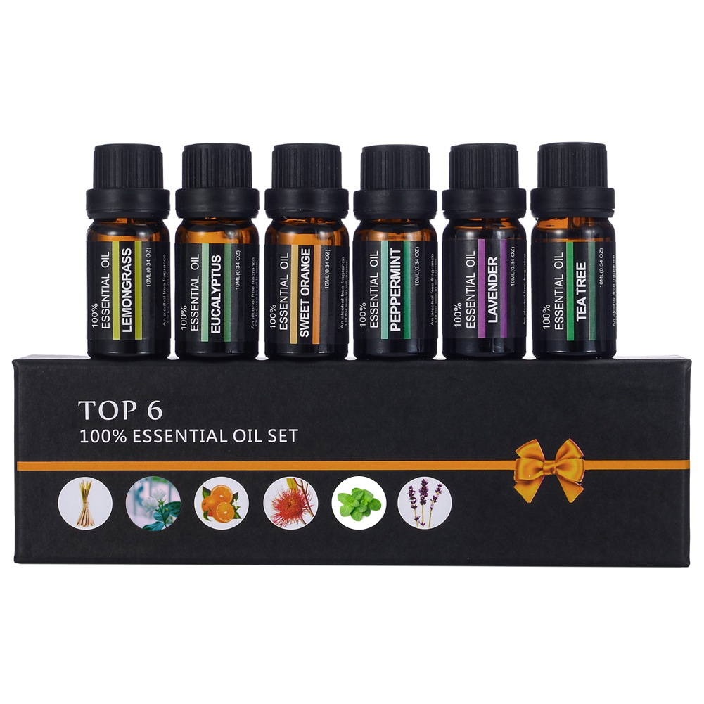 香薰精油套装6瓶装盒装香薰灯香薰炉加湿器用精油家用精油净化