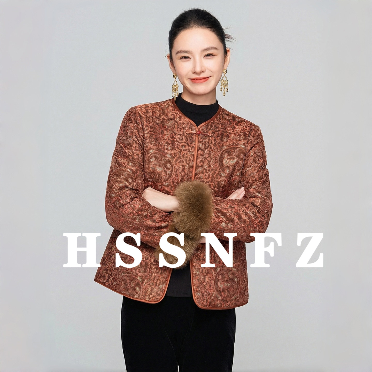 花拾 新中式国风夹棉加厚外套女2025冬季高级感复古提花唐装上衣,女装/女士精品,短外套,淘宝优惠券,粉丝福利购,淘宝优惠卷