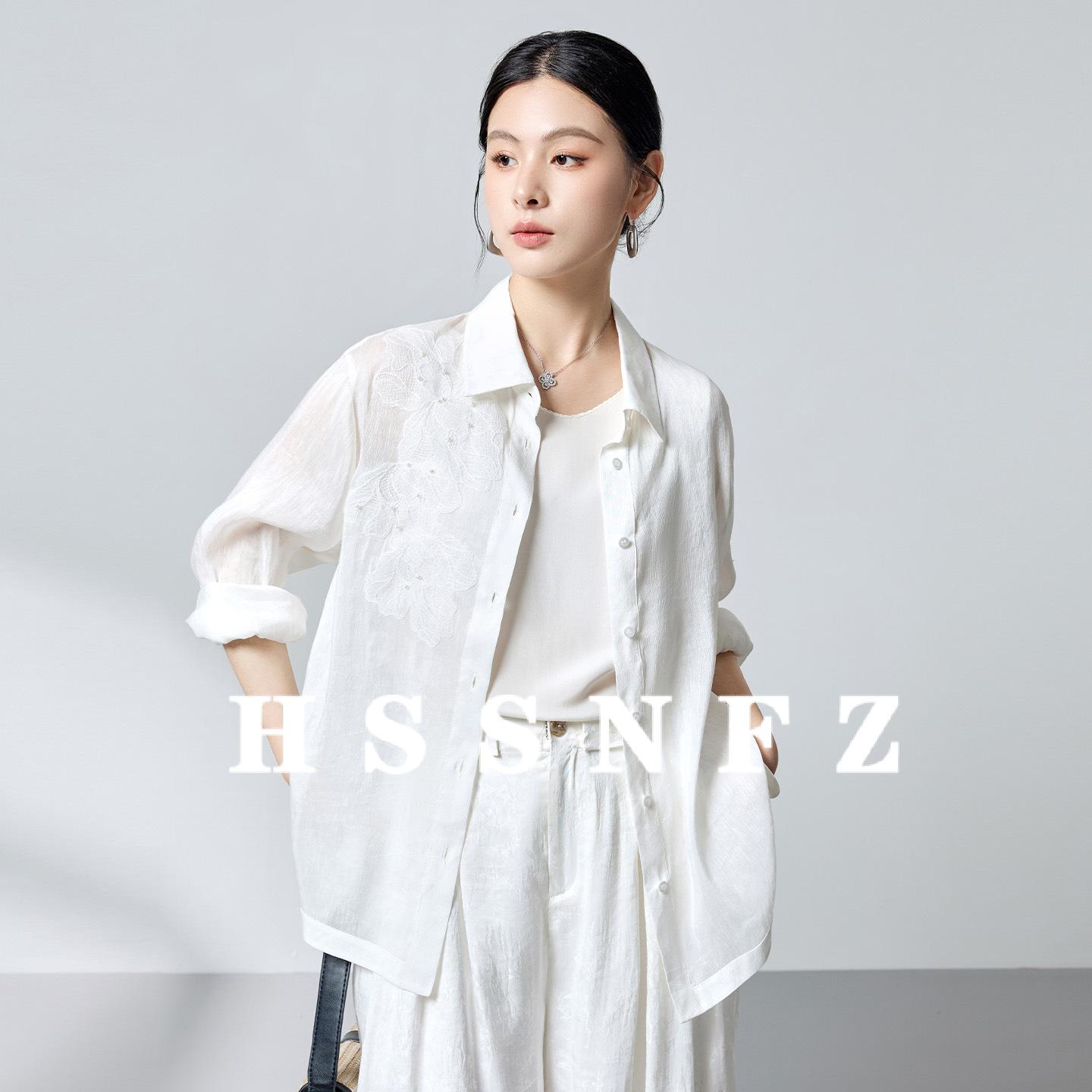 花拾丝麻混纺26夏通勤中长款翻领