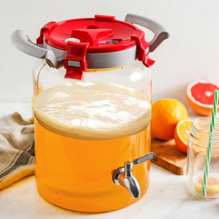 高端红茶菌专用发酵玻璃瓶 不锈钢水龙头 自动排气酵素发酵罐15斤