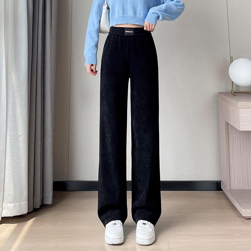 秋冬垂感直筒阔腿裤女加绒加厚2024新款窄版高腰显瘦宽松休闲裤子,女装/女士精品,休闲裤,淘宝优惠券,粉丝福利购,淘宝优惠卷