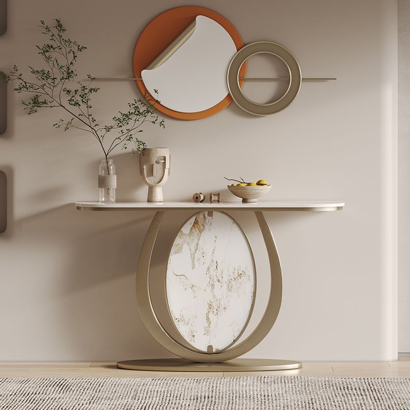 轻奢 现代 意式 岩板 玄关柜 入户 端景摆台 简约 半圆桌