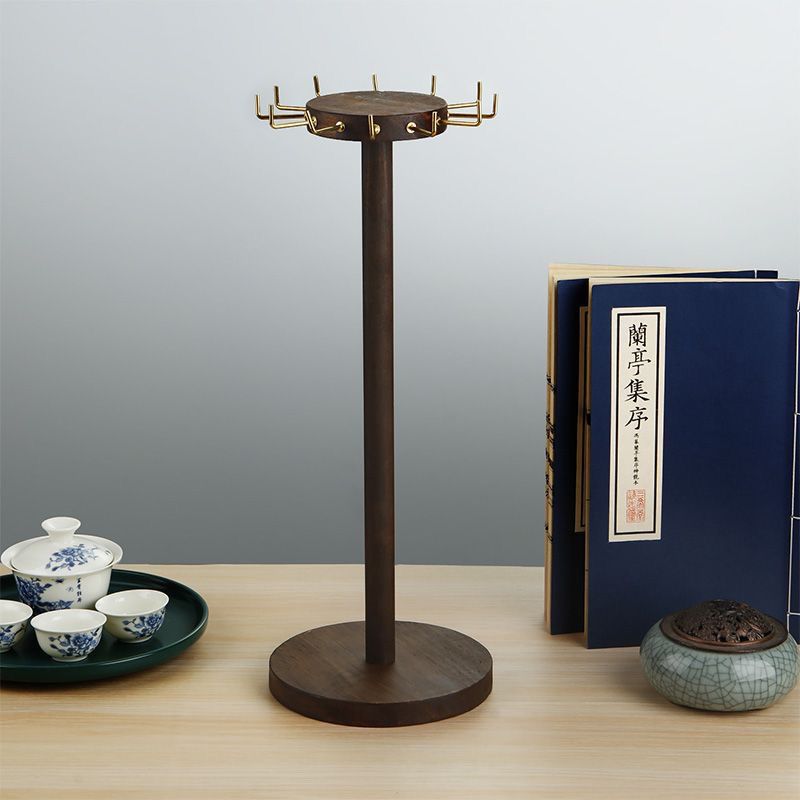 胡桃木笔挂 复古毛笔支架 书法挂架 桌面摆件 收纳展示置物架