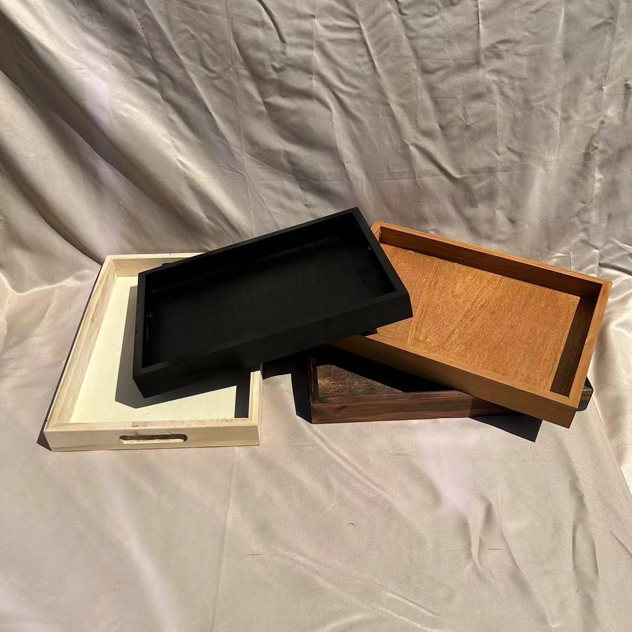 高颜值 桌面收纳 木盘 DIY 小推车上层 浅盘