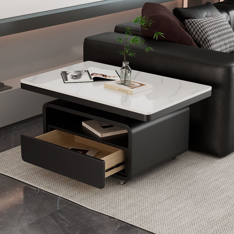 简约现代意式长方形岩板移动茶几家用客厅高级小户型设计师茶桌