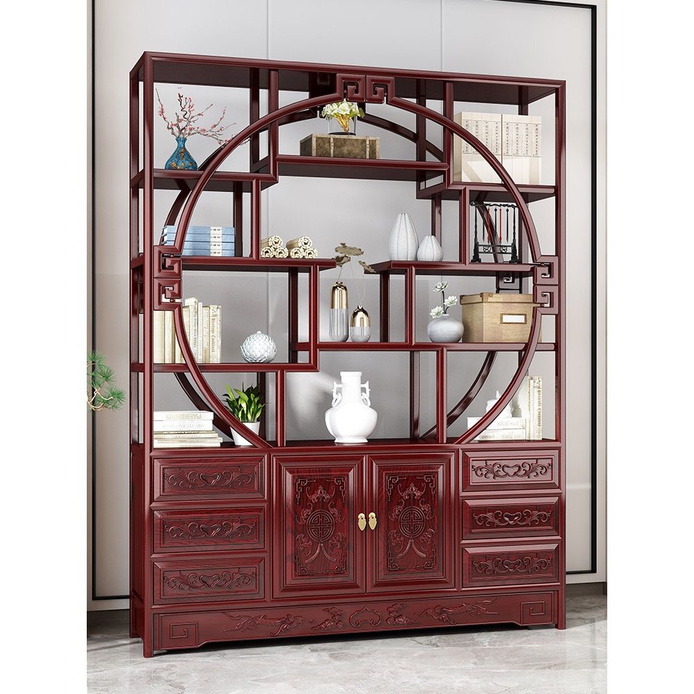 1米5 实木 中式 多宝格 博古架 隔断 茶叶架子 置物收纳展示柜