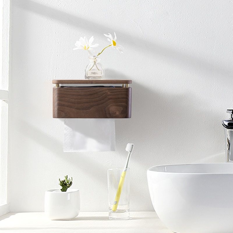 高档 卫生间 挂壁式 纸巾盒 胡桃木 卷纸盒