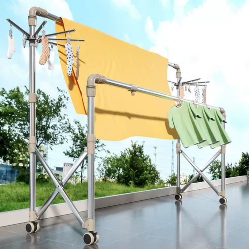 Двухполюсная складная сушилка для одежды из нержавеющей стали, напольное одеяло, одноместный внутренний балкон, крутая сушилка для уличной одежды, сушилка для одежды, артефакт