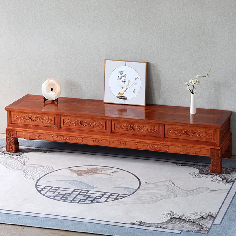 花梨木电视柜中式雕花储物柜小户型卧室落地影视柜客厅简约墙柜