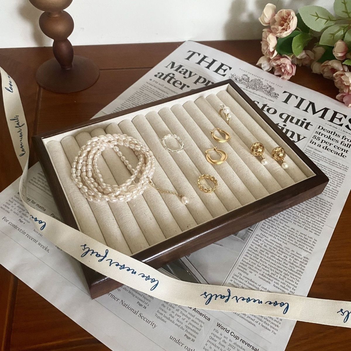 黑胡桃木耳环 耳钉戒指 首饰盒 手表 项链 珠宝盒 摄影道具 复古