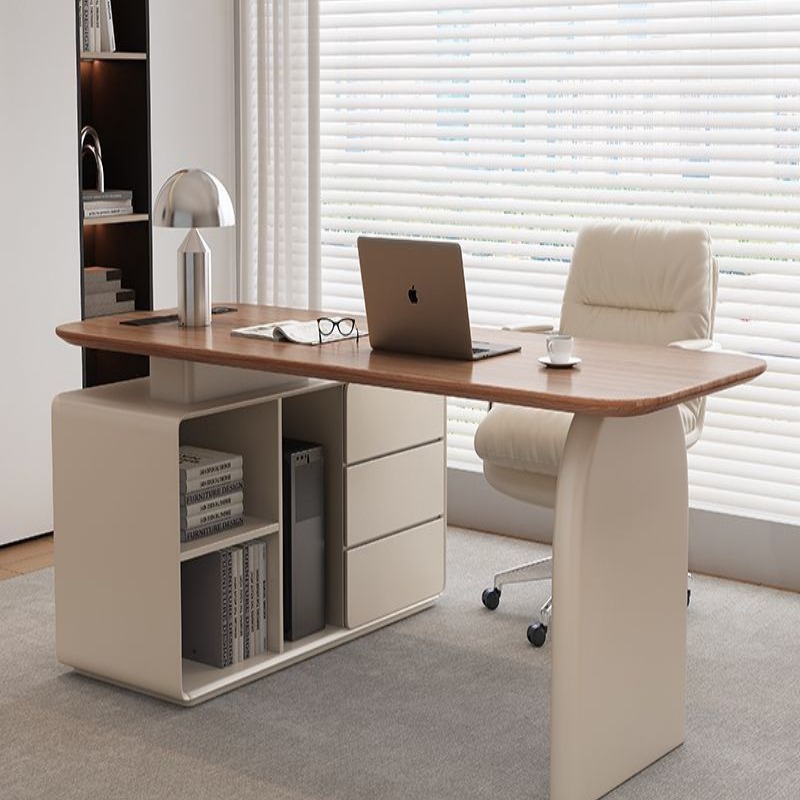 实木奶油风小户型现代高级感家用书房电脑办公医美咨询桌E0环保