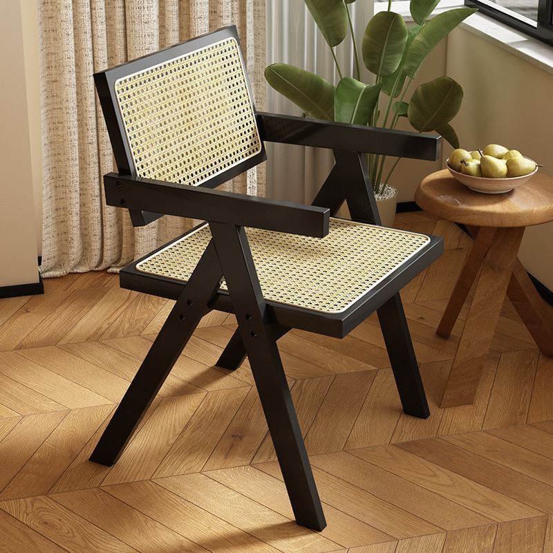 厂家直销昌迪加尔藤编实木餐椅家用商用椅中古风久坐轻奢藤椅极简