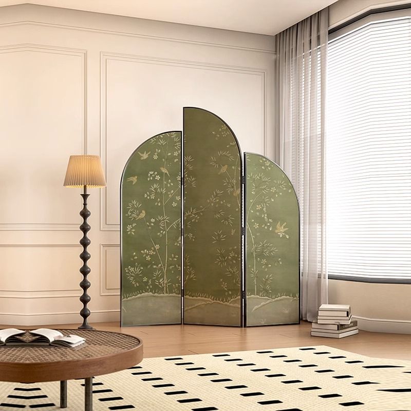 美式花鸟屏风隔断卧室折叠移动客厅餐厅酒店办公装饰遮挡背景折屏