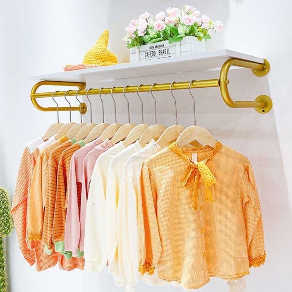 童装店铺货架金色简约整套店铺上墙壁挂式组合服装店展示架挂衣架