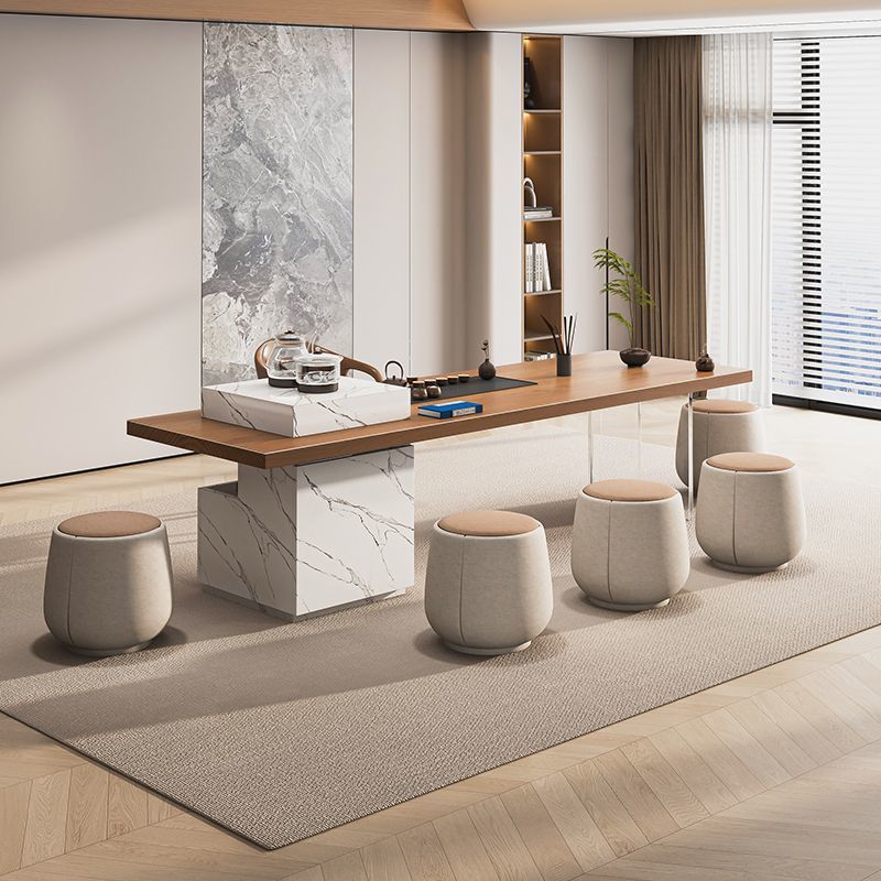 岛台茶桌椅组合办公室实木大板茶台客厅家用轻奢现代高级感喝茶桌