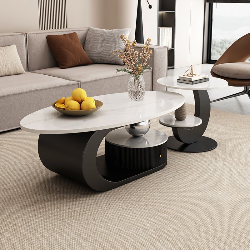 圆形轻奢茶几个性客厅椭圆现代小户型组合简约客厅茶几高级感茶几