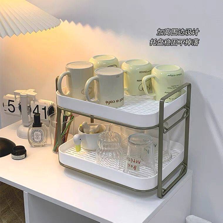 水杯双层沥水杯架茶具托盘厨房置物架多功能茶盘茶杯架子沥水架