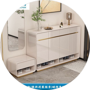 致青春钢琴烤漆入户门口鞋柜带换鞋凳四门四抽2023新款鞋柜收纳柜