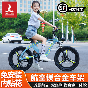 凤凰儿童山地自行车镁合金6-15岁学生男女孩变速碟刹轻便单车新款