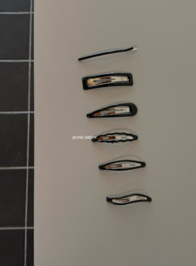 ONEGREEN 4.25NEW 韩风滴油纯黑色多款bb夹 百搭前额简约刘海发夹