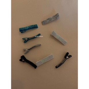 细闪半包布5cm双插发夹 简约前额百搭刘海边夹 4.25NEW ONEGREEN