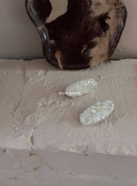 ONEGREEN 高级感立体透明白色水晶椭圆鸭嘴夹ins刘海前额简约发夹