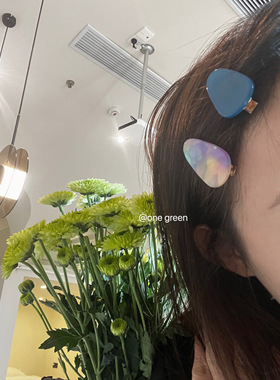 ONEGREEN 2只装湖蓝色套装醋酸鸭嘴夹 ins胖水滴小巧可爱少女刘海
