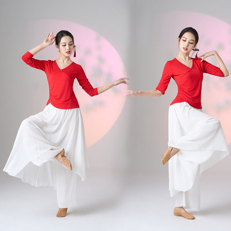 中老年飘逸新款古典舞民族舞广场舞练功演出服套装莫代尔上衣,运动/瑜伽/健身/球迷用品,现代舞服装,淘宝优惠券,粉丝福利购,淘宝优惠卷