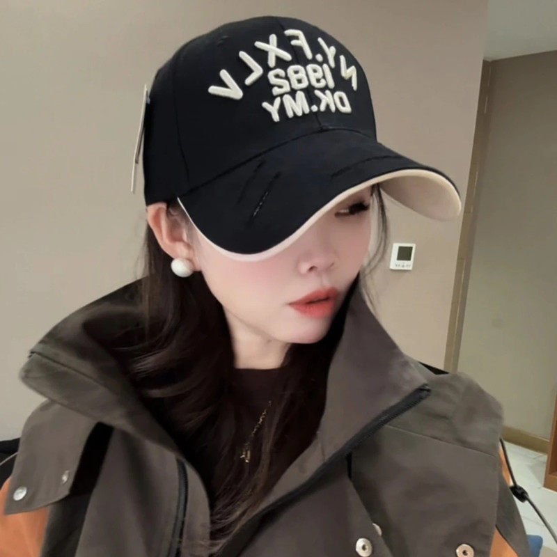 日系复古破洞字母刺绣软顶拼色棒球帽休闲户外防晒男女通用,运动/瑜伽/健身/球迷用品,棒球帽,淘宝优惠券,粉丝福利购,淘宝优惠卷