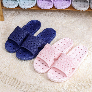 男浴室凉拖 家居凉拖鞋 女夏季 防滑厚底耐磨室内漏水孔镂空拖鞋 时尚