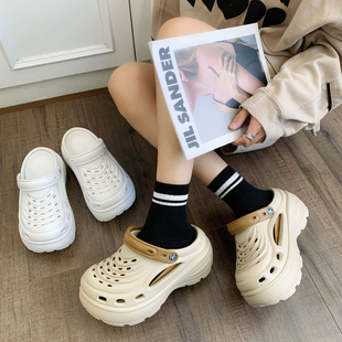 增高防滑高跟沙滩EVA包头凉鞋 厚底洞洞鞋 夏季 女款