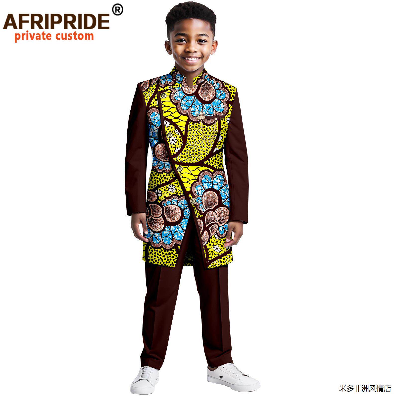 african childrens clothing非洲印花儿童 男孩童装二件套