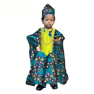 定制 非洲男童长袍上衣和裤子长袍套装African children clothes