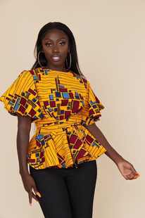 非洲风情数码印花女式修身T恤 African print woman top T-shirt