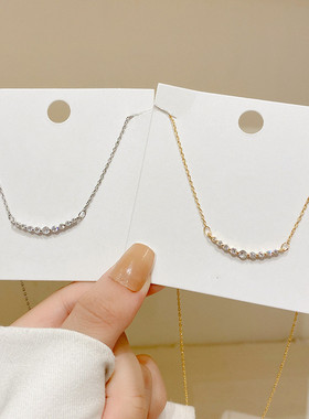 欧美跨境新款月牙项链女简约气质小众设计感笑脸锁骨链颈链
