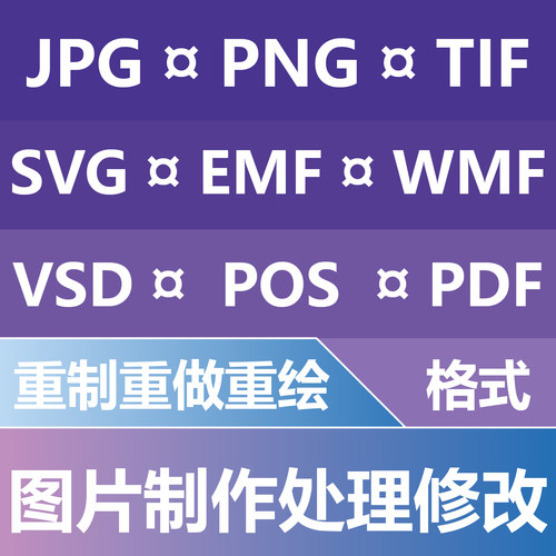 图片制作处理修改重制重做 JPG PNG TIF SVG EMF WMF VSD POS PDF