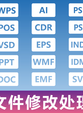 文件修改处理 WPS POS VSD PPT DOC AI CDR EPS PSD INDD SVG EMF